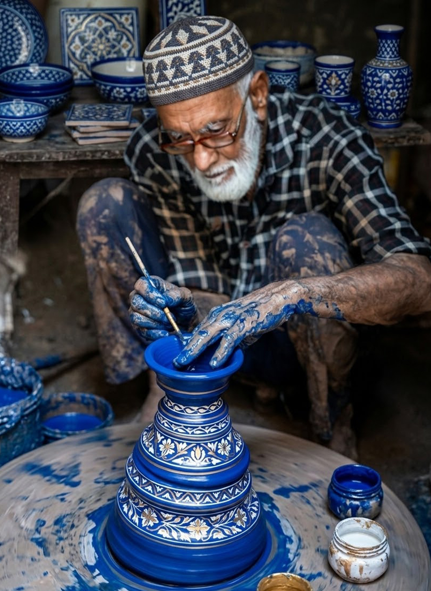 HANDCRAFTED BLUE POTTERY